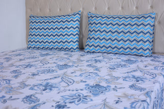 Azure Blossom Bed Sheet Set